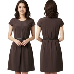 MARC NY Brown Knee-length Belted Mod Dress - Size 10